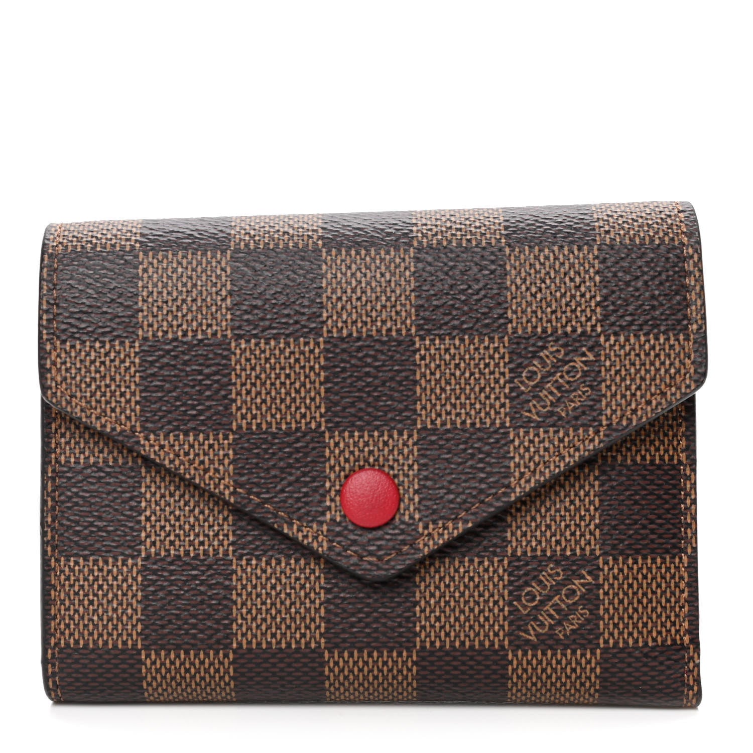 Louis Vuitton Damier Ebene Victorine Wallet Red 1 of 4