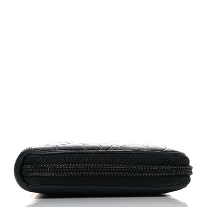 Chanel Lambskin Camellia Embossed Large Zip Around Gusset Wallet Black 8 of 12
