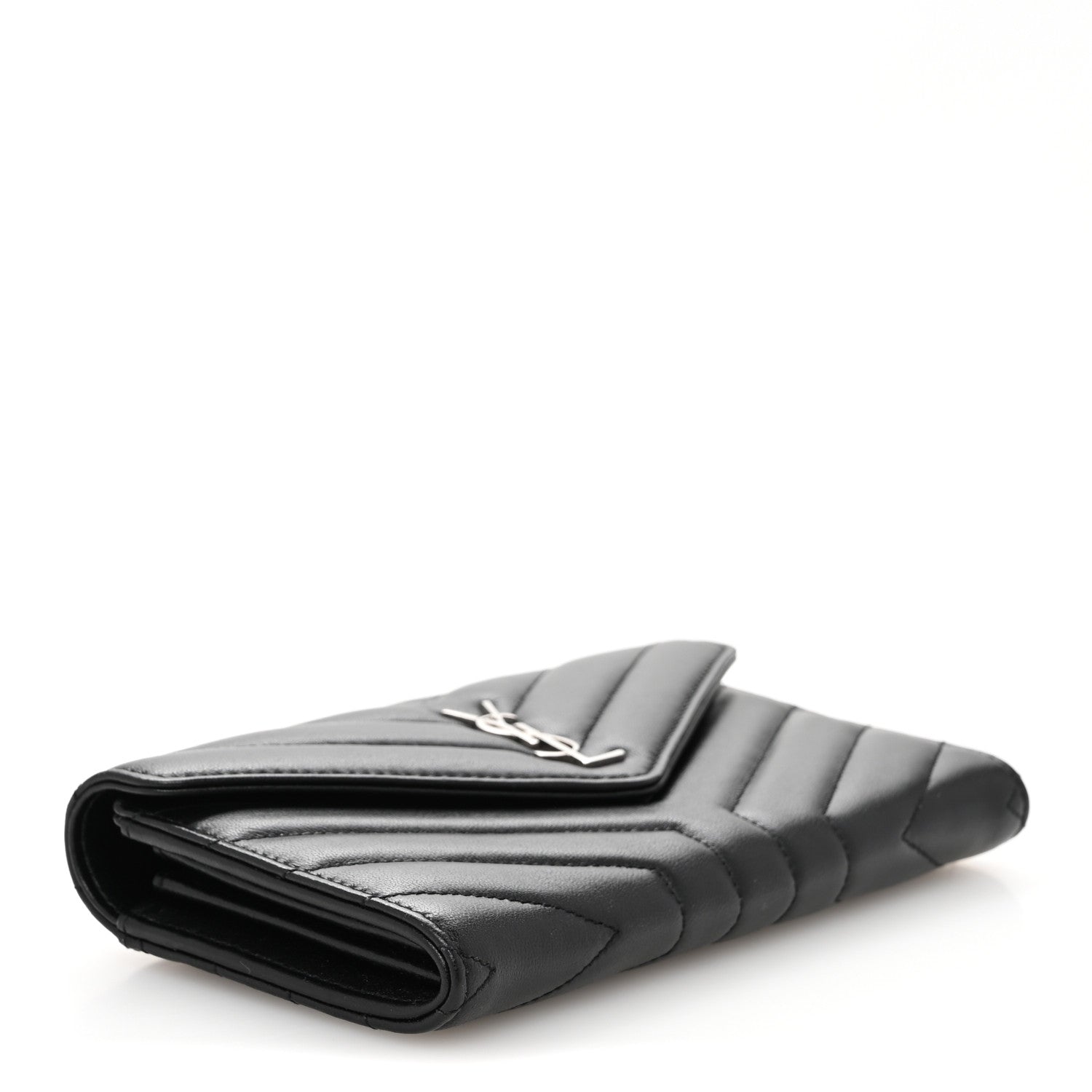 Saint Laurent Lambskin Y Quilted Monogram Large Loulou Flap Wallet Black 4 of 11