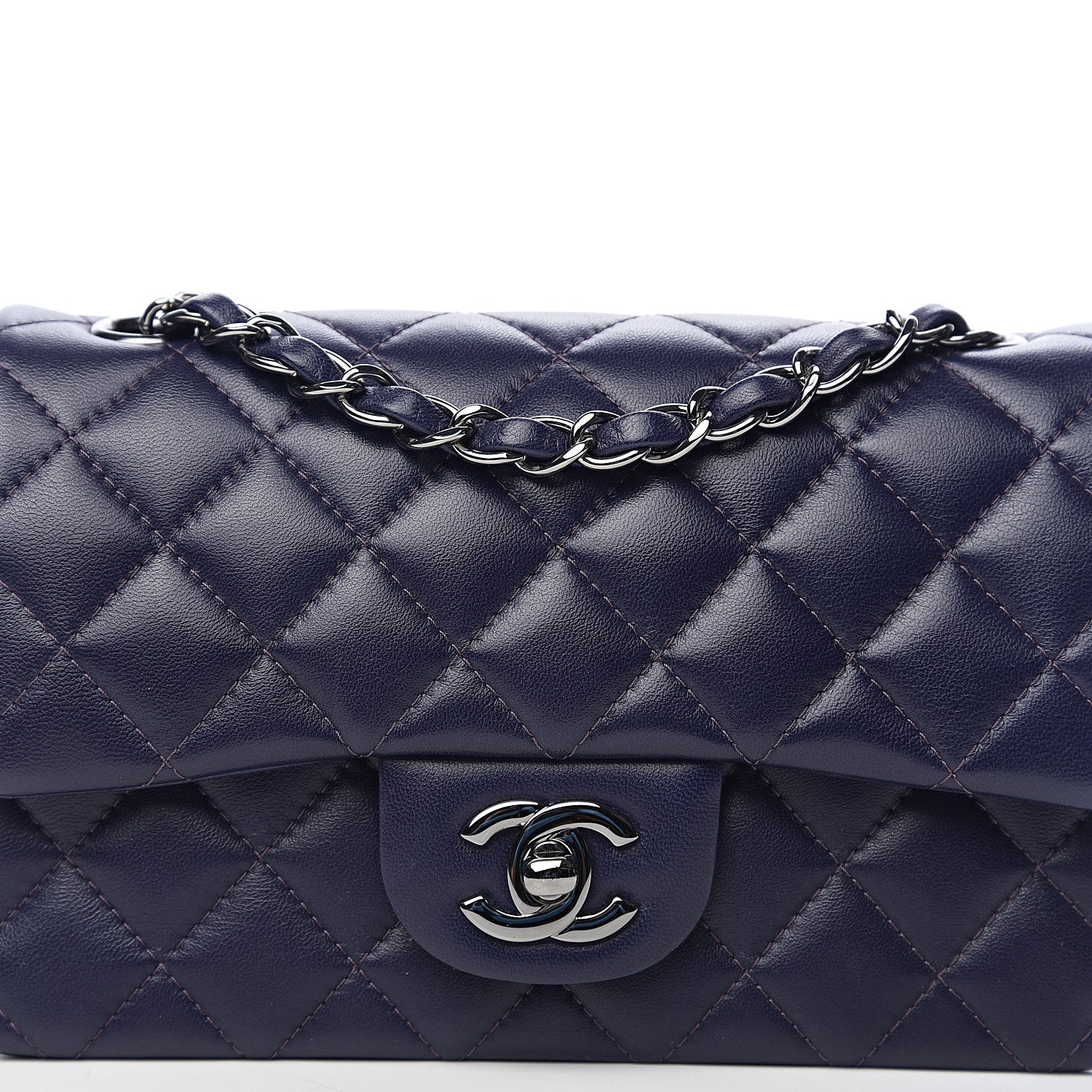 Chanel Lambskin Quilted Mini Rectangular Flap Dark Purple 9 of 9