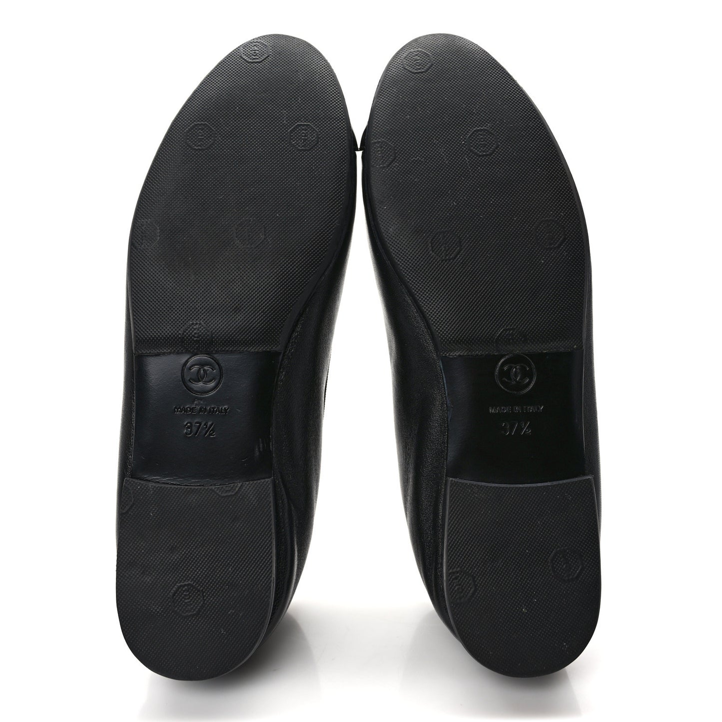 Lambskin Patent CC Cap Toe Ballerina Flats 37.5 Black