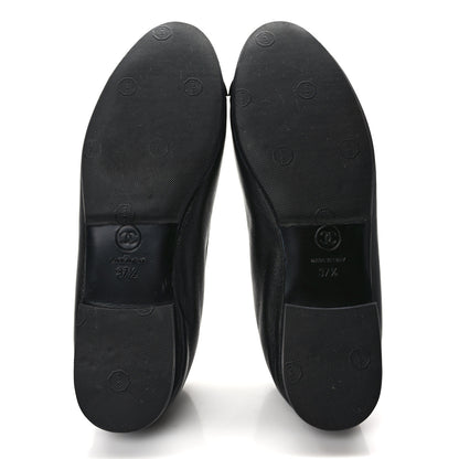 Chanel Lambskin Patent CC Cap Toe Ballerina Flats 37.5 Black 7 of 9