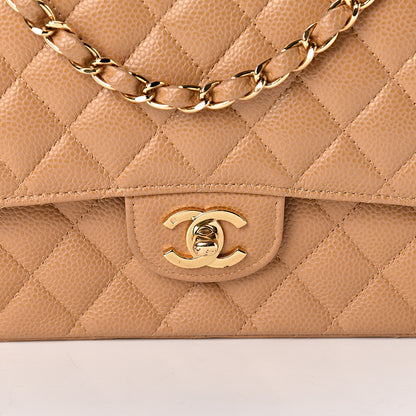 Chanel Caviar Quilted Medium Double Flap Beige 10 of 11