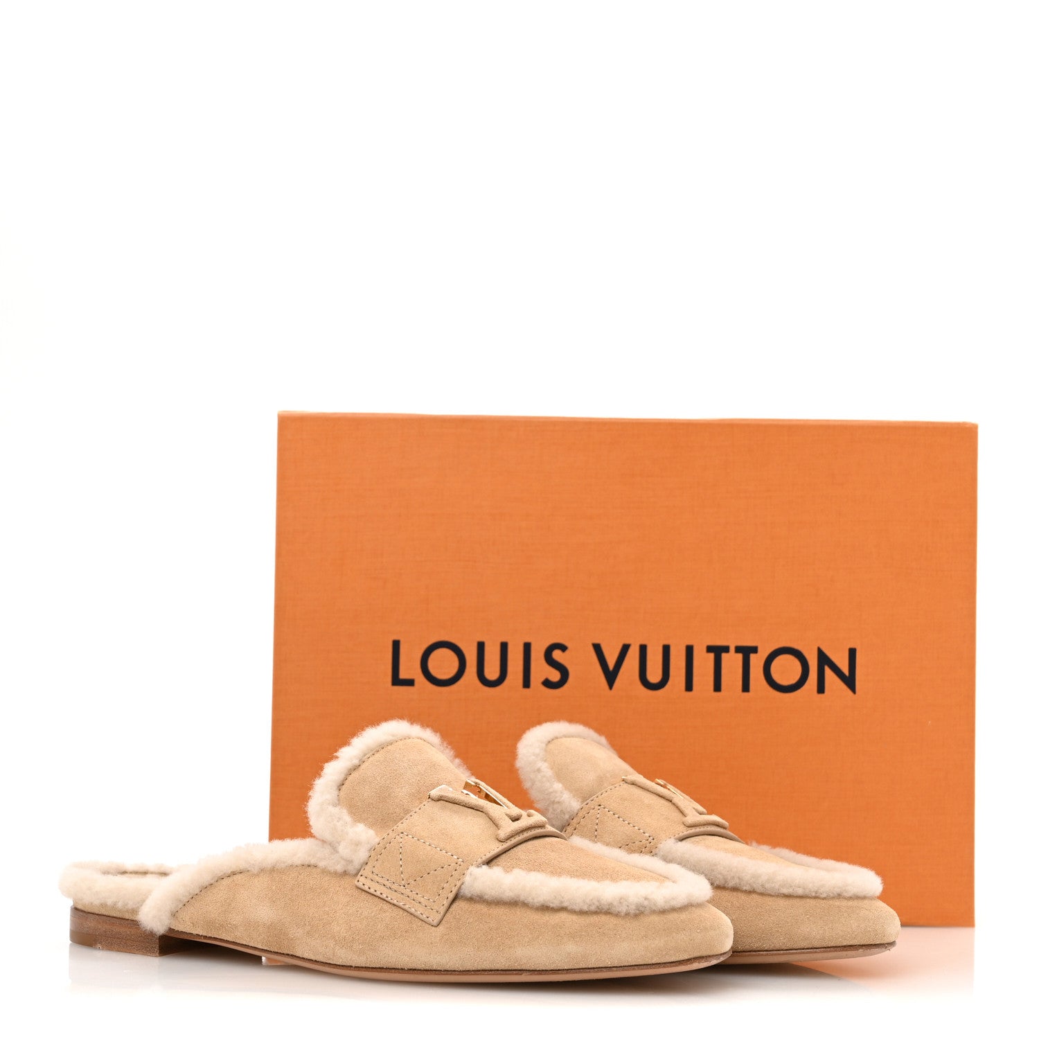 Louis Vuitton Shearling Suede LV Mare Open Back Loafer 40 Beige 10 of 10
