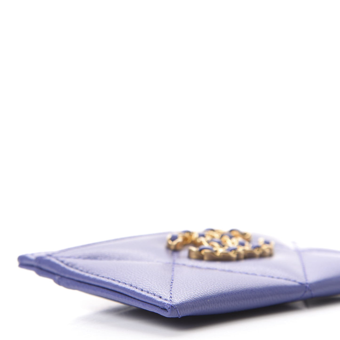 Shiny Goatskin Quilted 19 Card Holder Purple
