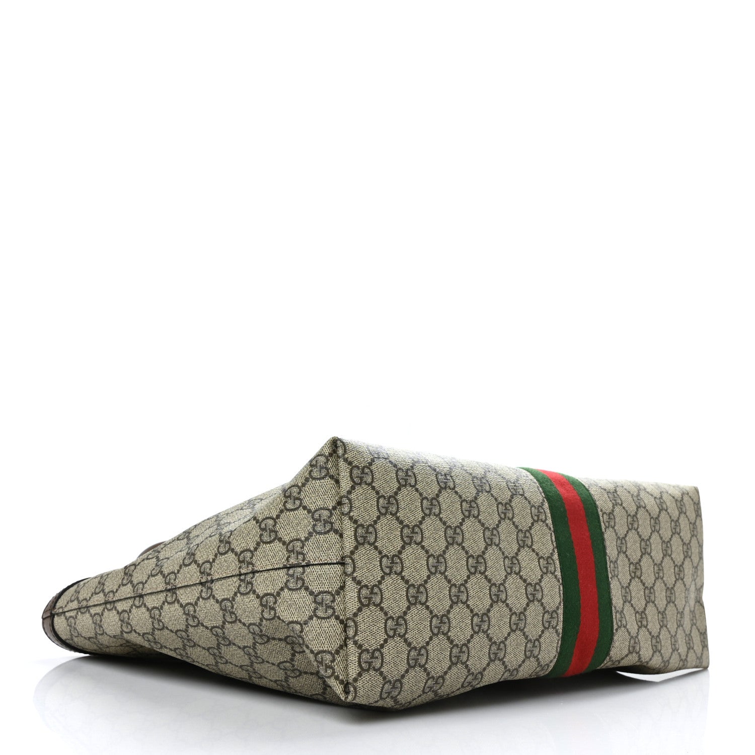 Gucci GG Supreme Monogram Textured Calfskin Web Medium Ophidia Shopping Tote Beige Ebony New Acero 4 of 9