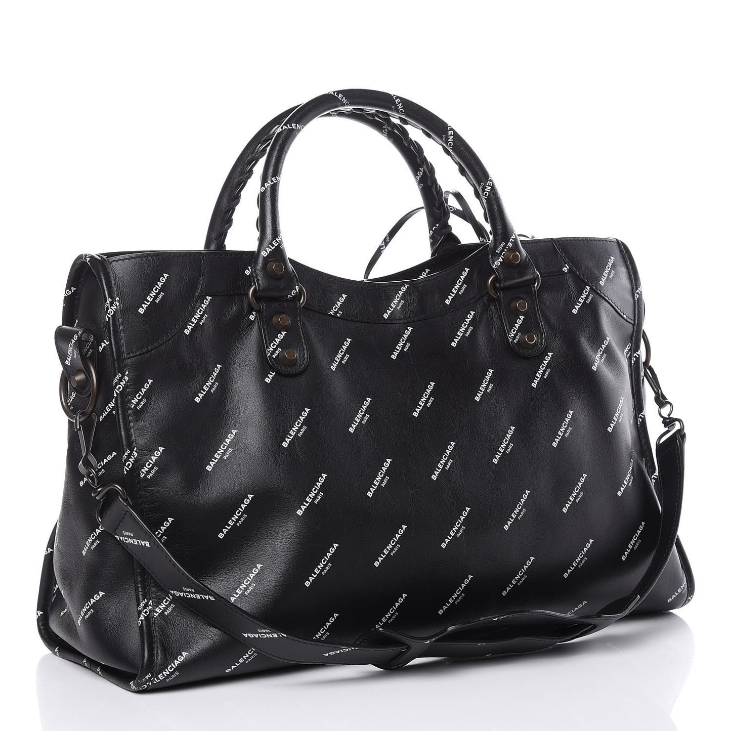 Veau Allover Logo Classic Hardware City Black White