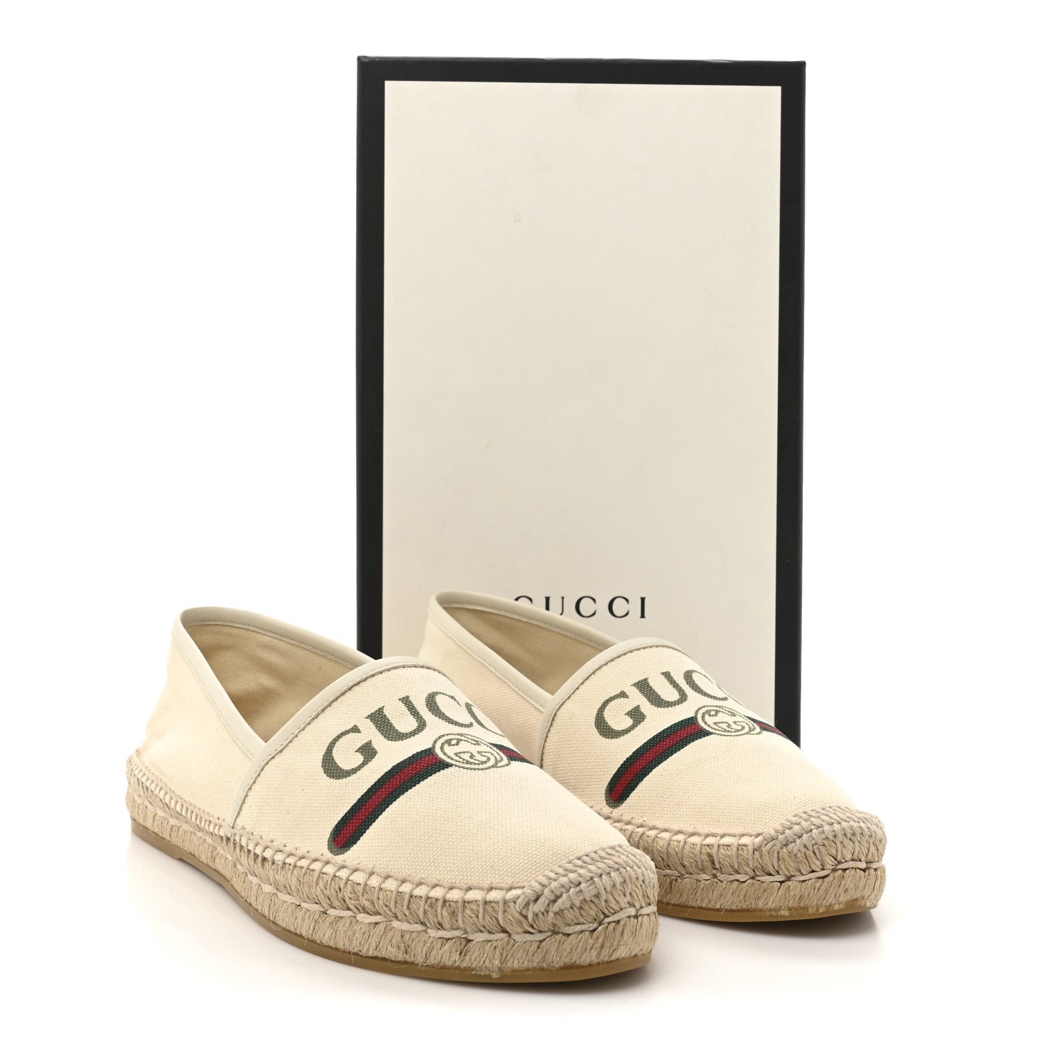 Gucci Canvas Logo Espadrilles 39.5 Greggio White 10 of 10