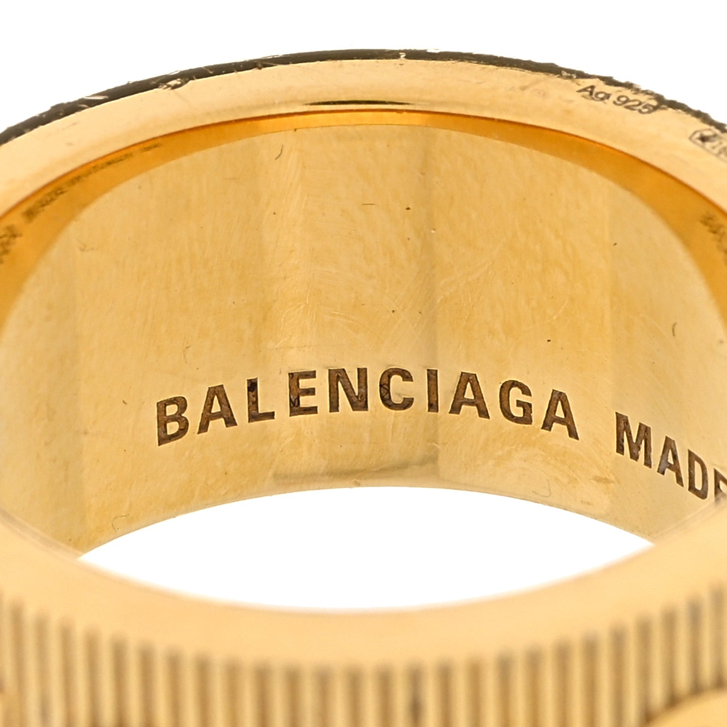 Gold Plated Sterling Silver Logo Band Ring 54 7 Yellow Gold