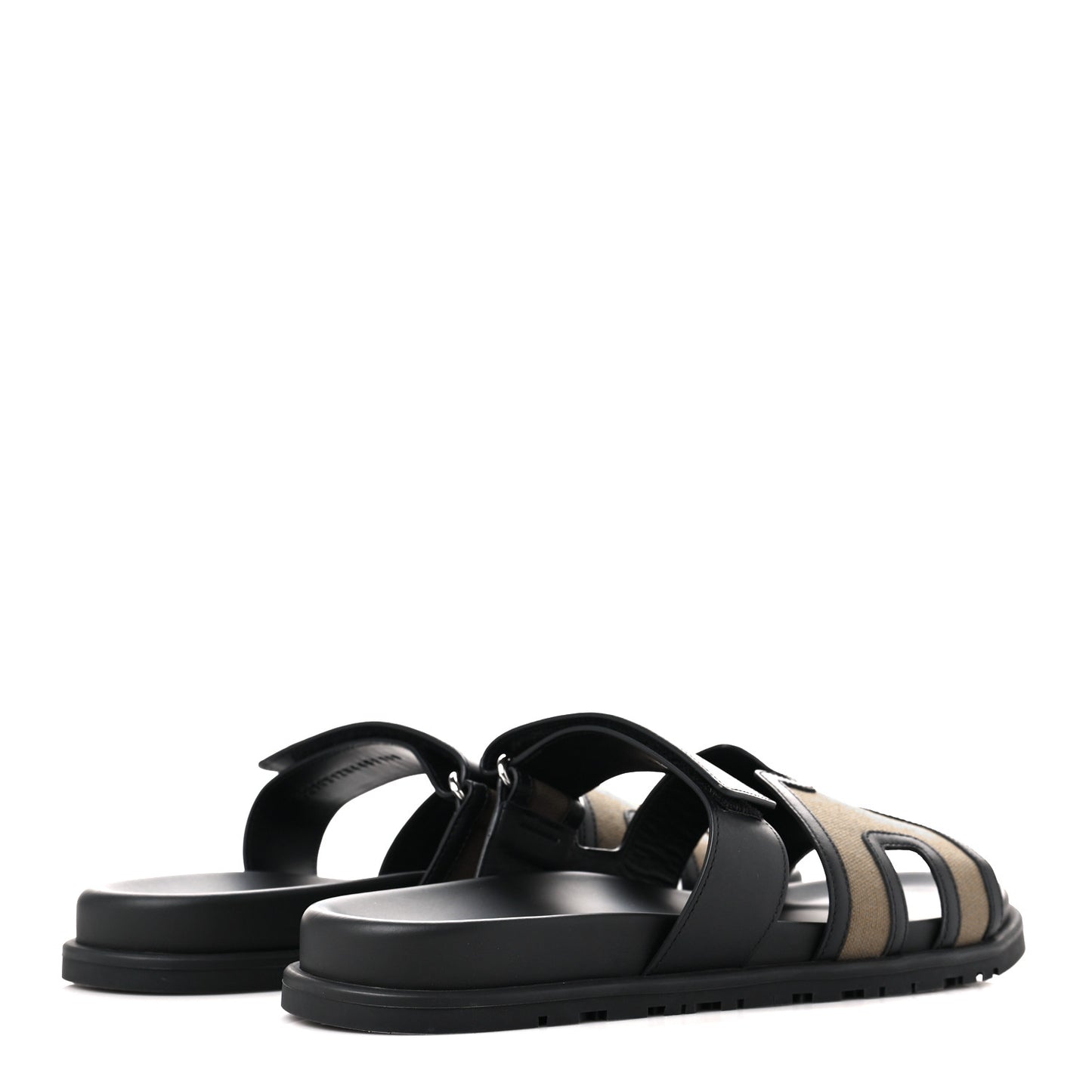 Canvas Calfskin Mens Chypre Sandals 44 Kaki Black