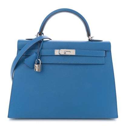 Hermes Epsom Kelly Sellier 32 Bleu Frida 1 of 10