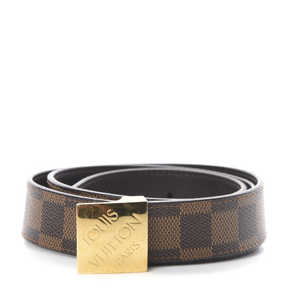 Louis Vuitton Damier Ebene LV Paris Buckle Belt 85 34 Gold 1 of 5