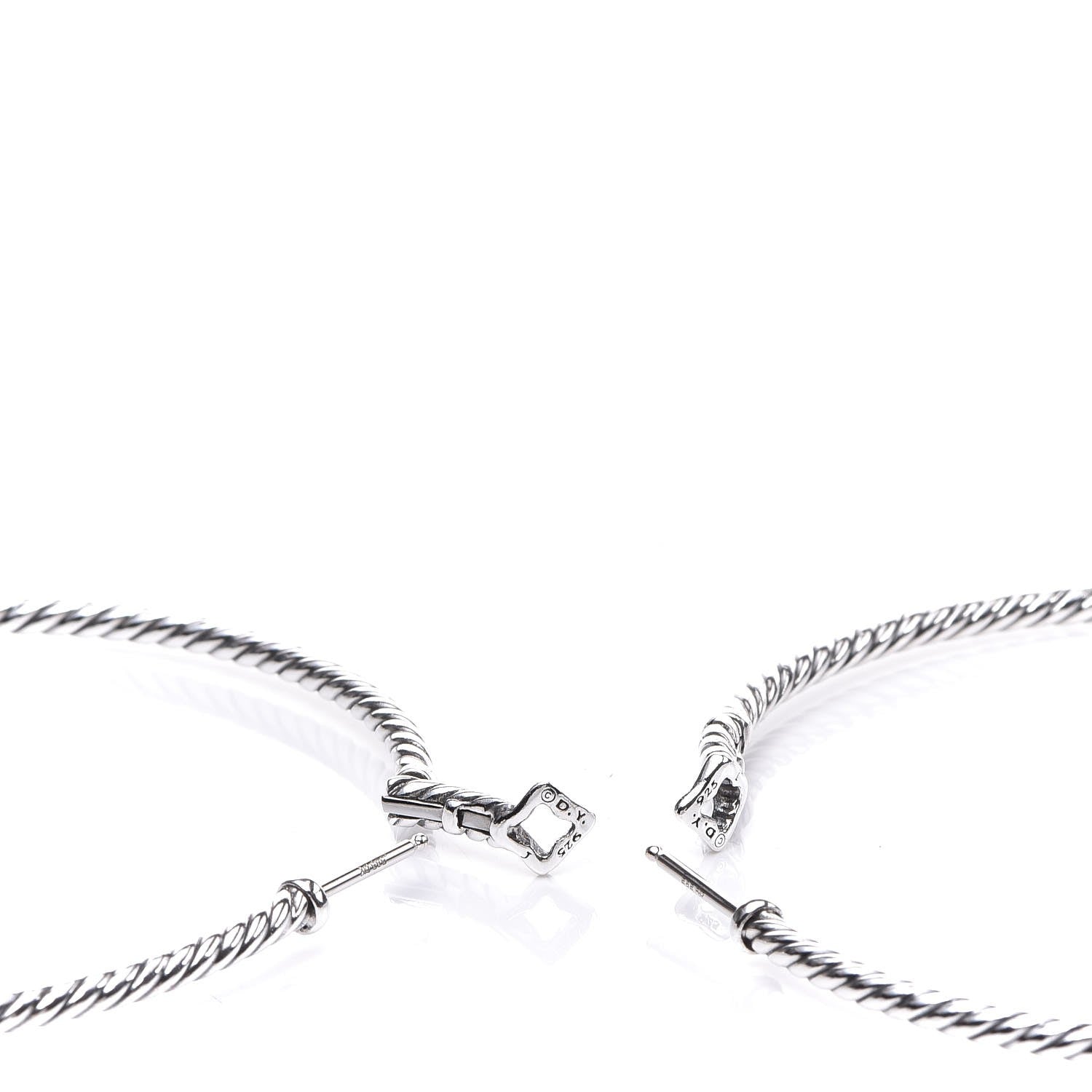 David Yurman Sterling Silver Cable Classics Extra Large Hoop Earrings 3 of 4
