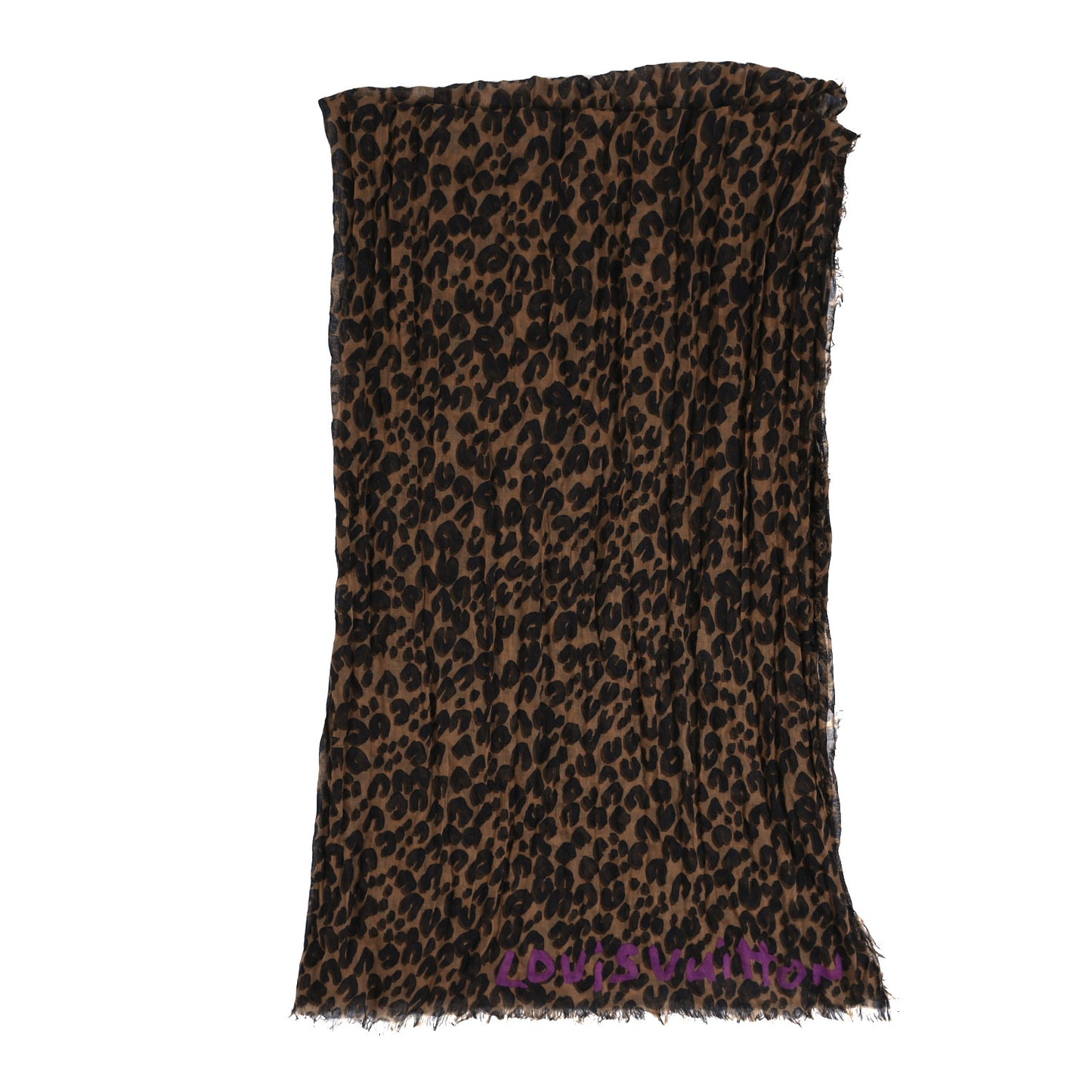 Cashmere Silk Leopard Etole Stole Marron