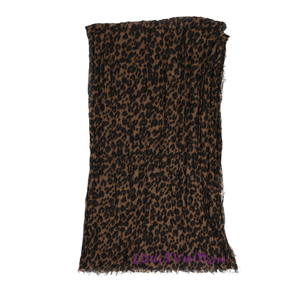 Louis Vuitton Cashmere Silk Leopard Etole Stole Marron 2 of 5