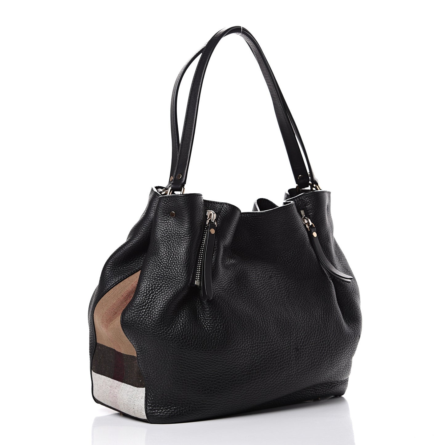 Grainy Calfskin House Check Medium Maidstone Black