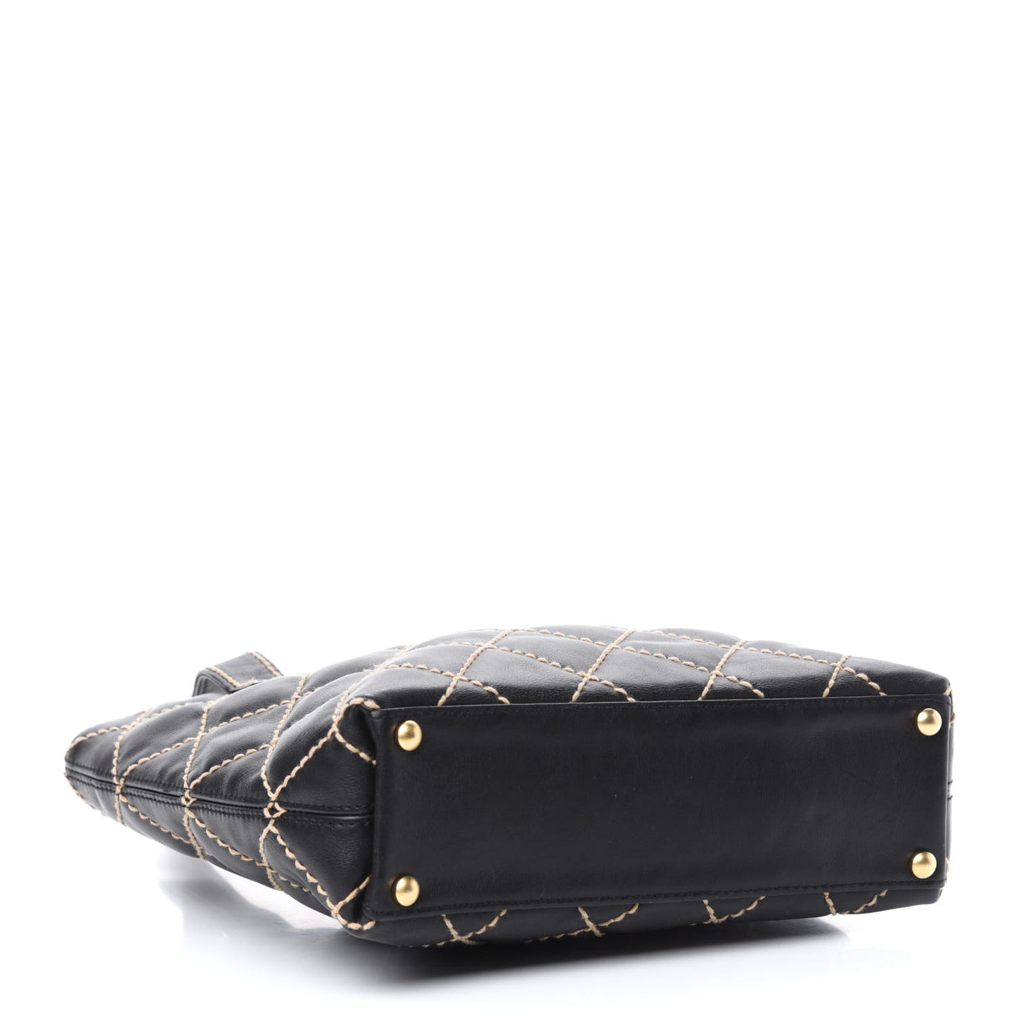 Calfskin Contrast Stitch Surpique Tote Black