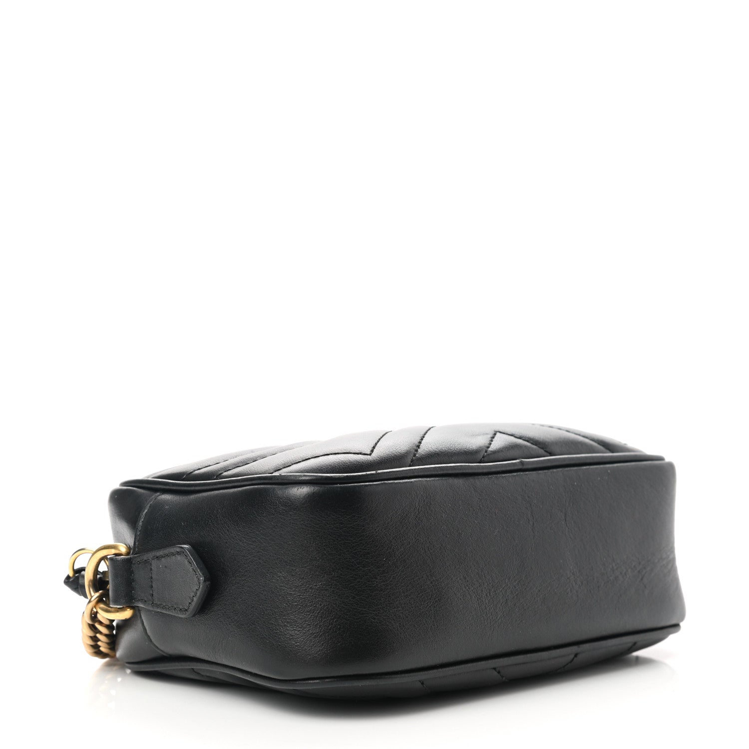 Gucci Calfskin Matelasse Mini GG Marmont Chain Shoulder Bag Black 4 of 10