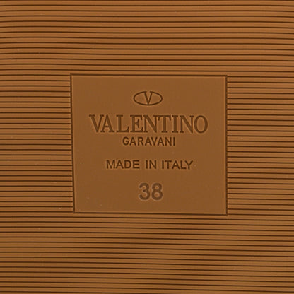 Valentino Garavani Calfskin Roman Stud Flat Slide Sandals 38 Saddle Brown 6 of 8
