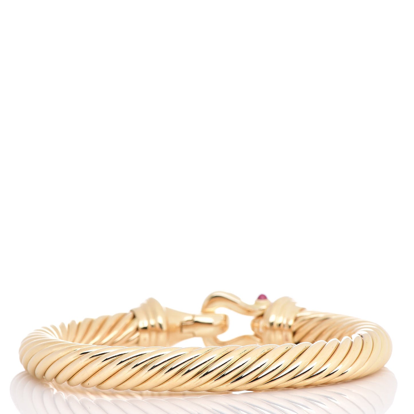 18K Yellow Gold Diamond Ruby 9mm Cable Buckle Bracelet