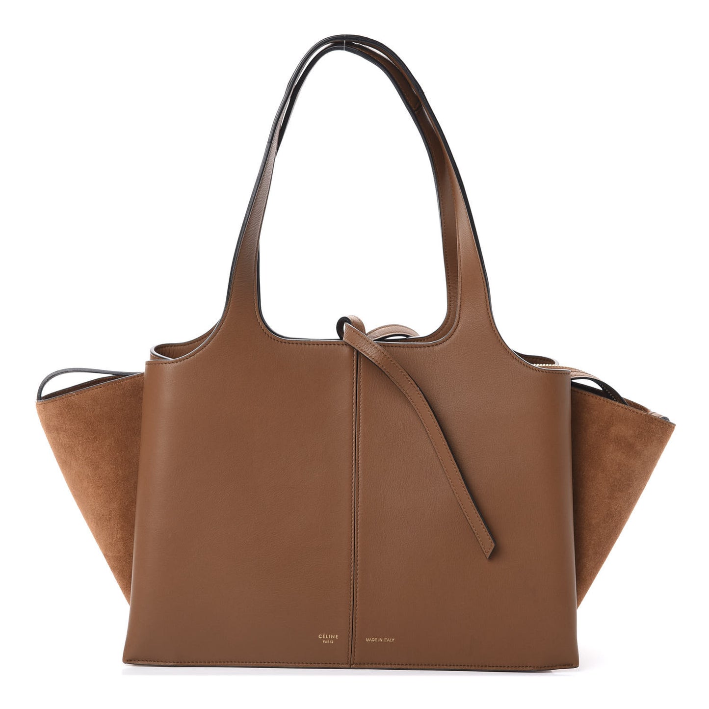 Smooth Calfskin Suede Small Tri-Fold Bag Camel