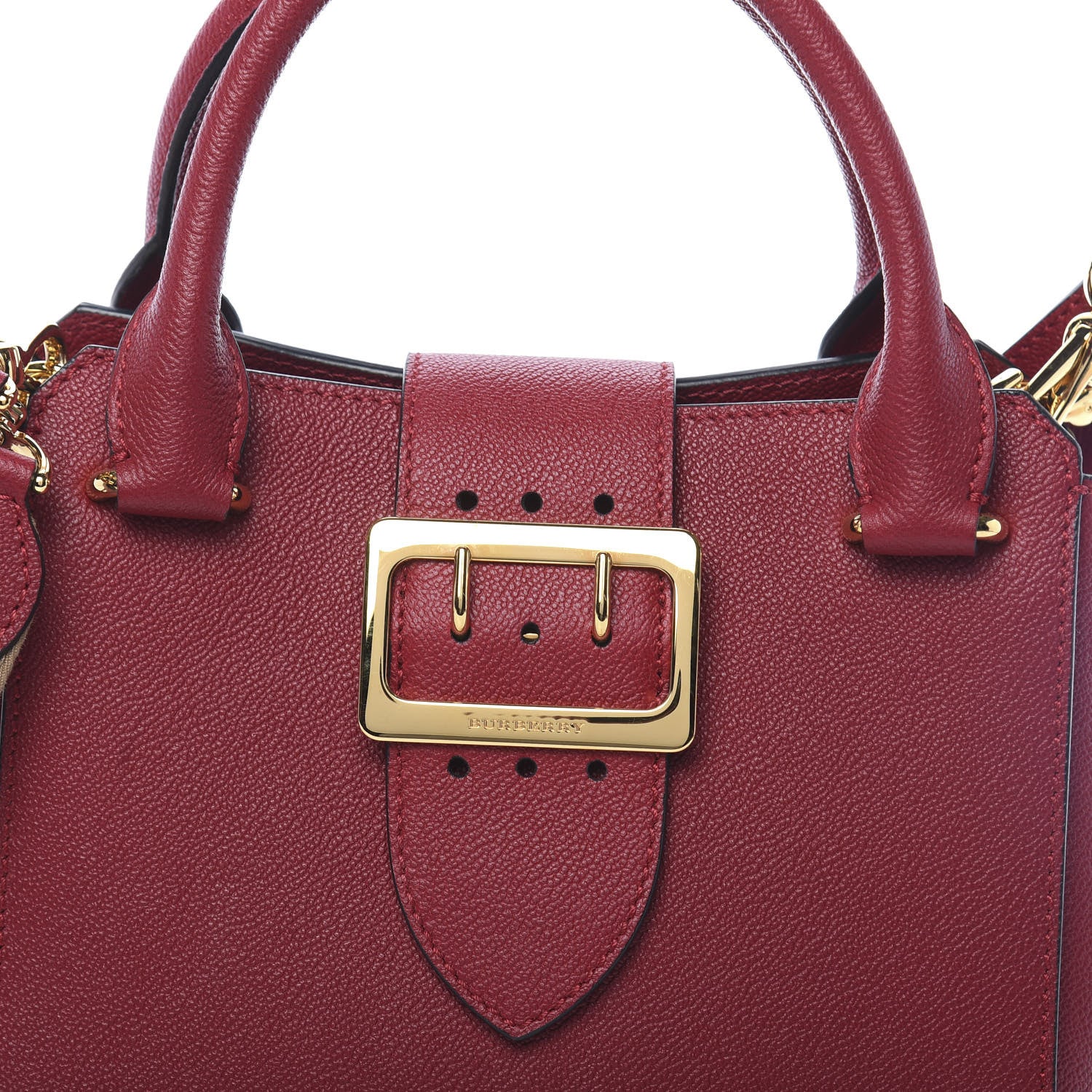 Burberry Soft Grain Calfskin Small Buckle Tote Parade Red 10 of 10