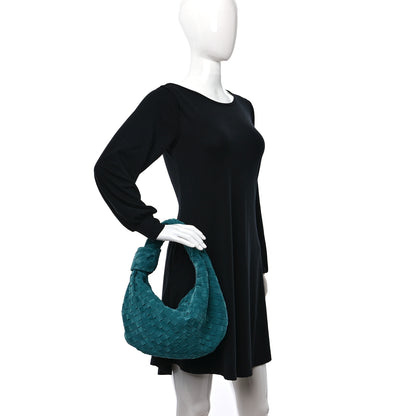 Bottega Veneta Suede Intrecciato Teen Jodie Hobo Petroleum Blue 2 of 11