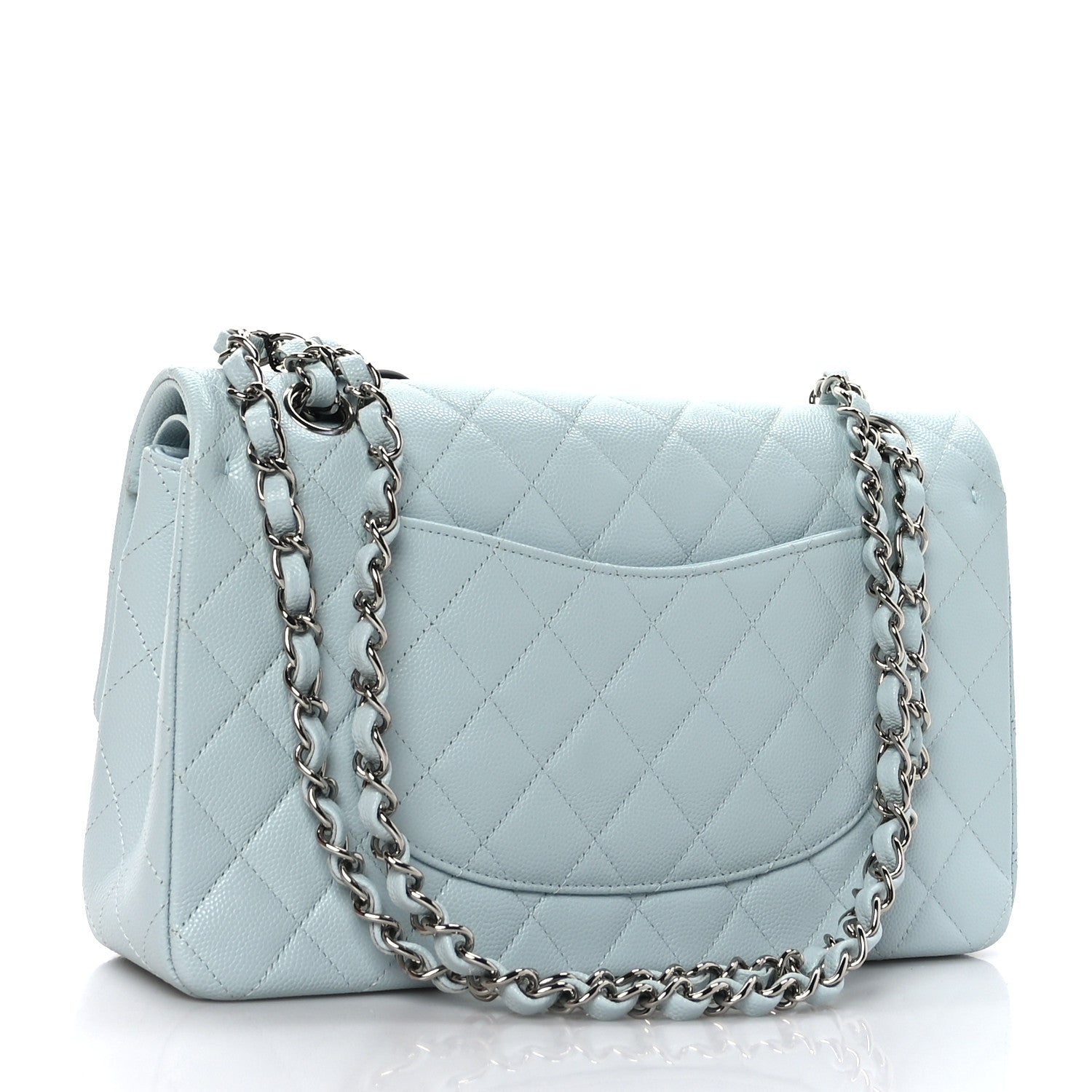Chanel Caviar Quilted Medium Double Flap Light Blue 3 of 10