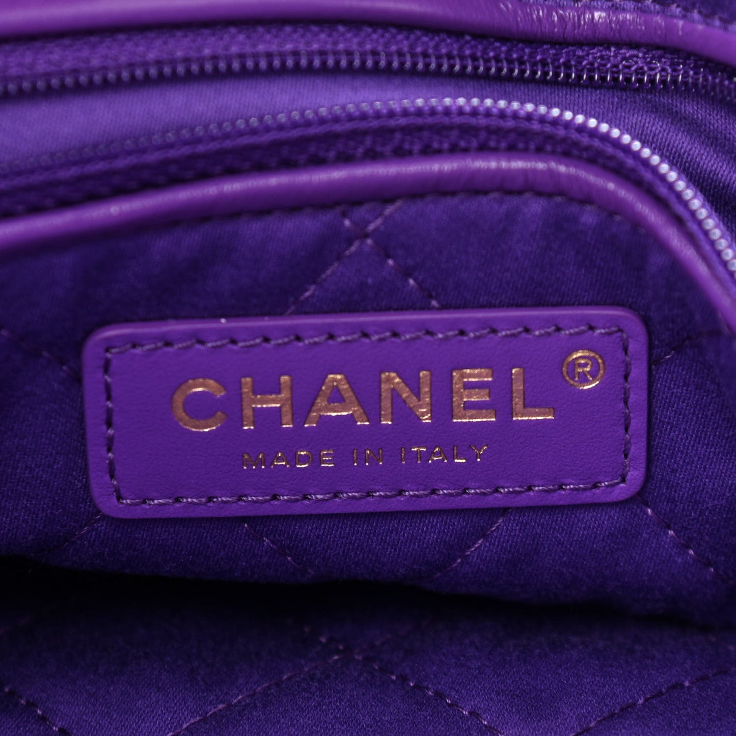 Shiny Calfskin Quilted Small Chanel 22 Purple