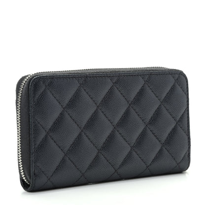 Chanel Metallic Caviar Quilted Medium Maxi CC Zip Around Wallet Black 3 of 9