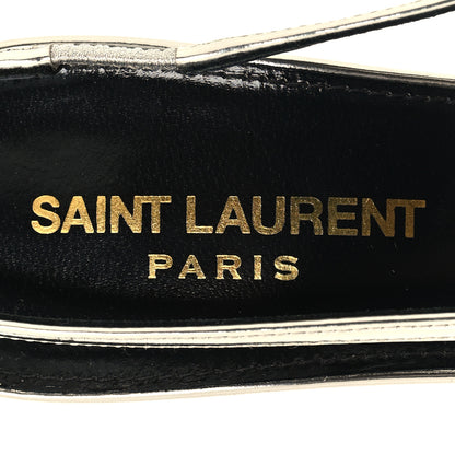 Saint Laurent Glazed Calfskin Tom 90 Dream Slingback Pumps 37 Argento 8 of 9