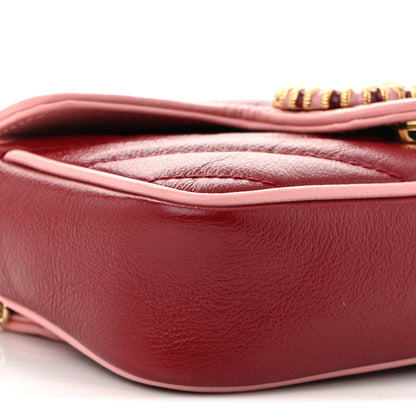 Gucci Azalea Calfskin Enamel Matelasse Diagonal Super Mini Torchon GG Marmont Shoulder Bag New Cherry Red Wild Rose 9 of 11