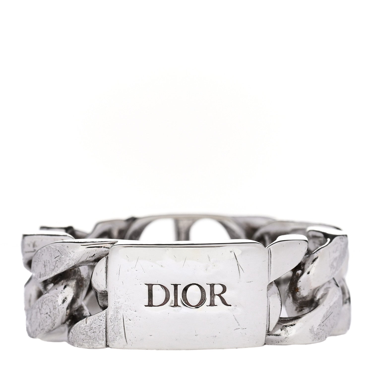 Christian Dior Sterling Silver CD Icon Chain Link Ring 60 9.25