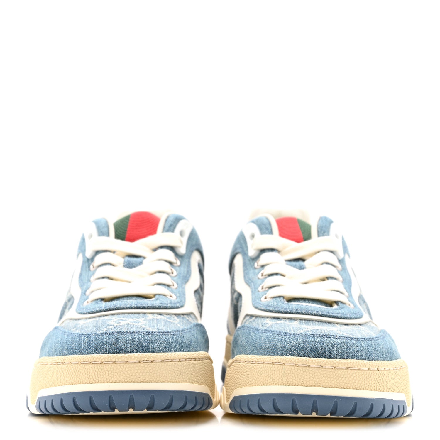 Gucci New Denim Delave GG Monogram Womens Re-Web Sneakers 37.5 Light Blue Royale 3 of 10