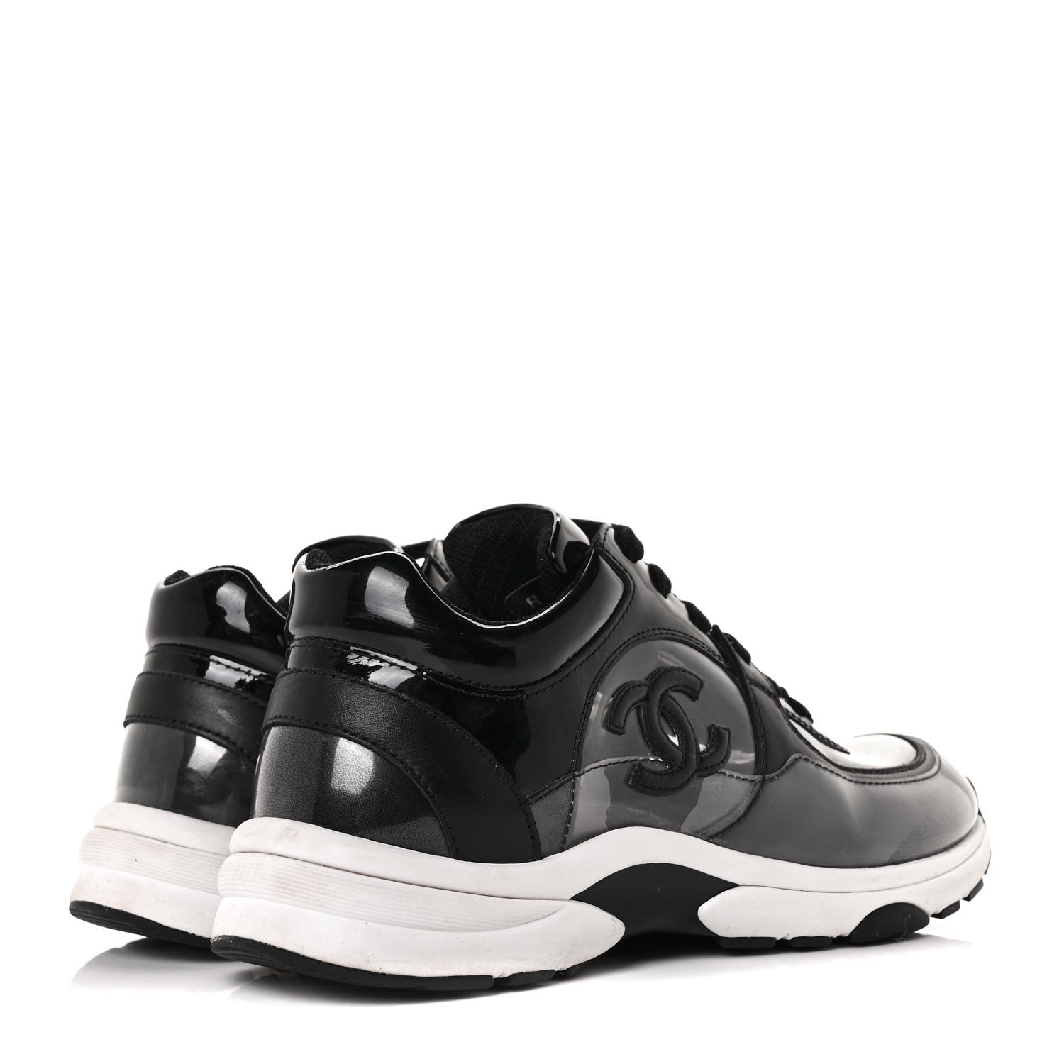 Chanel Calfskin Patent Transparent Sneakers 36.5 Black 4 of 6