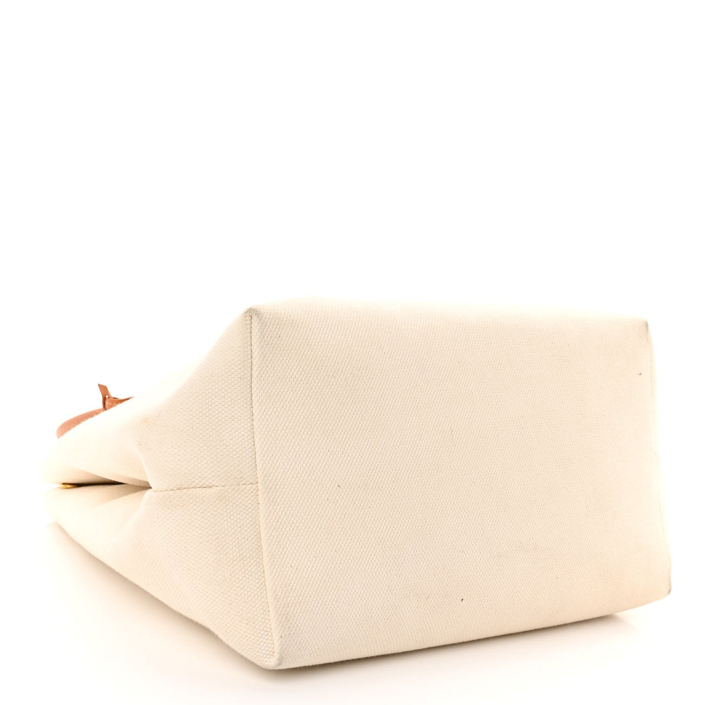 Canvas Calfskin Logo Print Small Horizontal Cabas Natural Tan