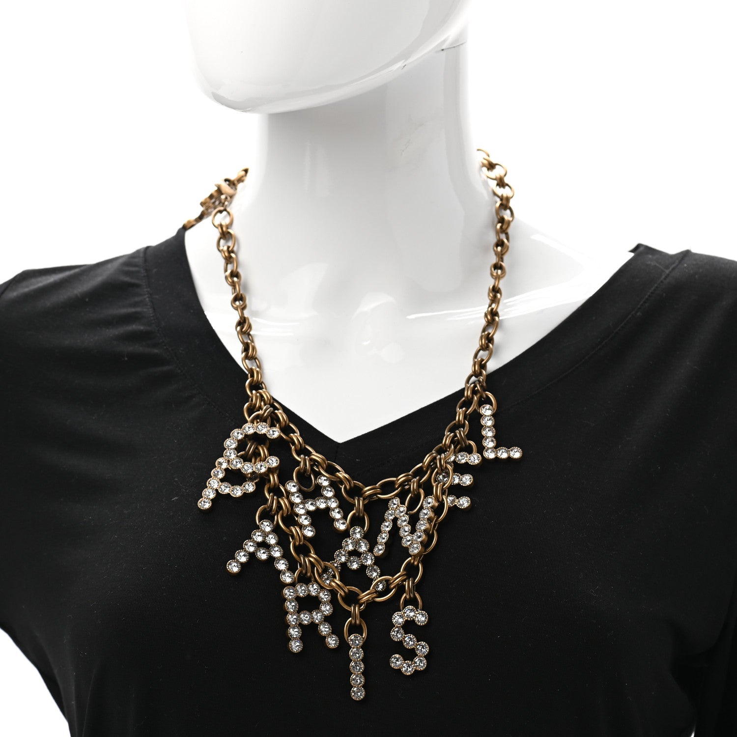 Chanel Crystal City of Lights Letter Chain Necklace Gold 2 of 7