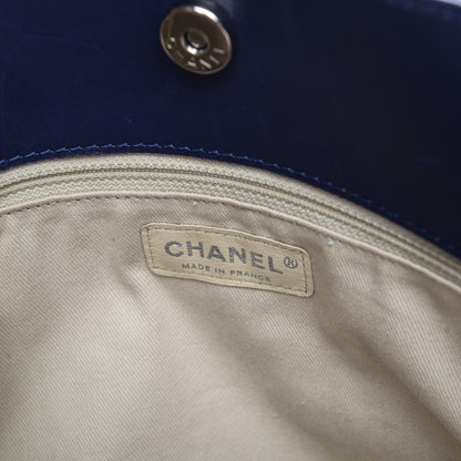Chanel Calfskin Double Stitch Large Hamptons Shopping Tote Dark Blue 6 of 8