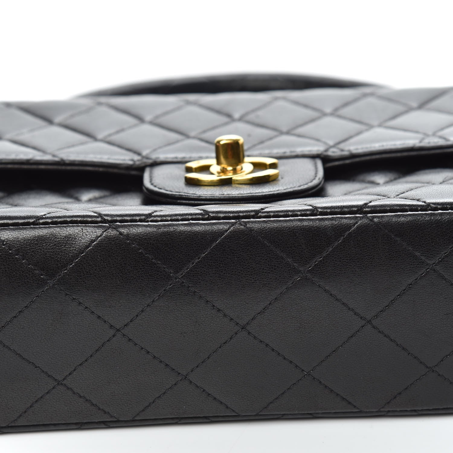 Chanel Lambskin Quilted Medium Rectangular Kelly Flap Bag Black 9 of 15