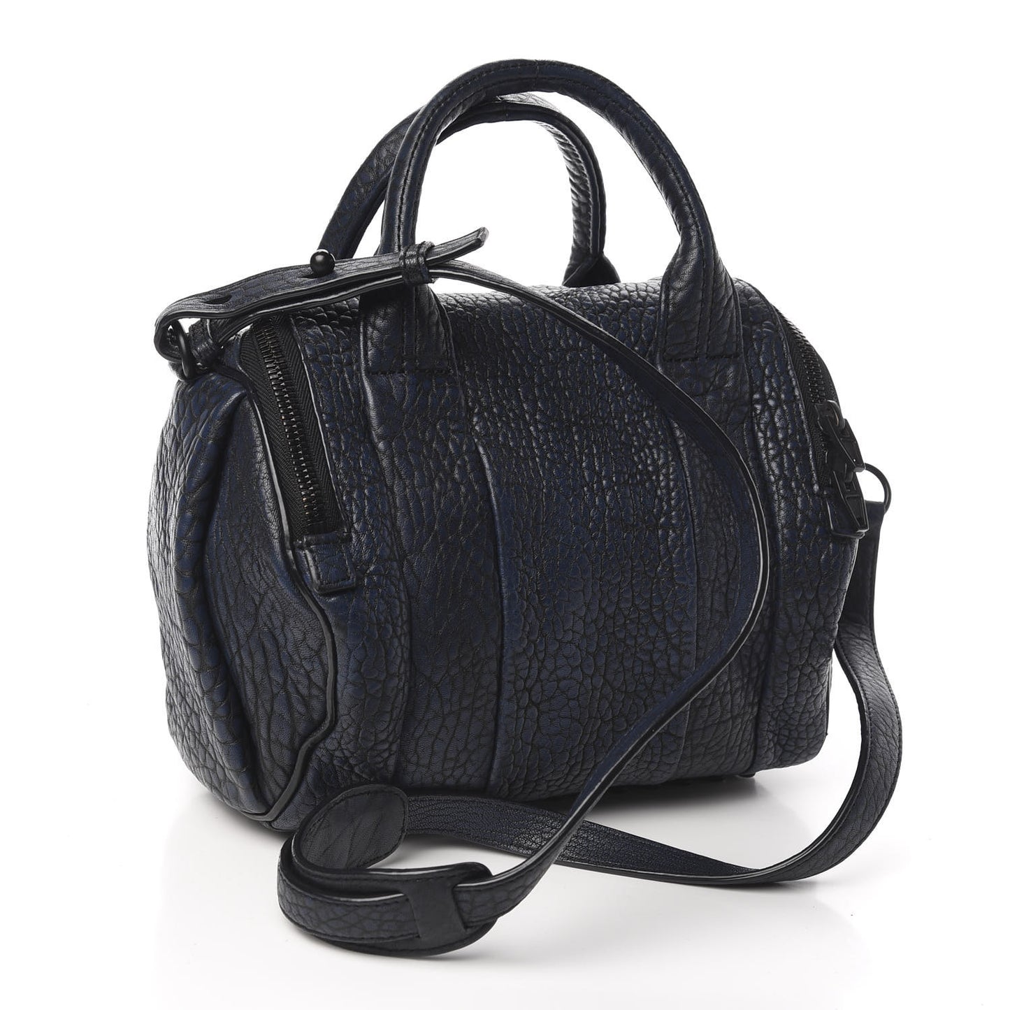 Pebbled Lambskin Rockie Navy Matte Black Hardware
