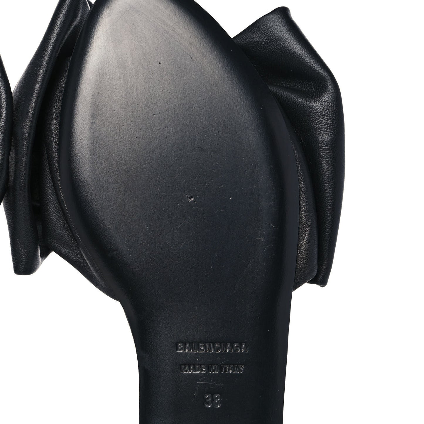 Calfskin Square Bow Slide Sandals 38 Black