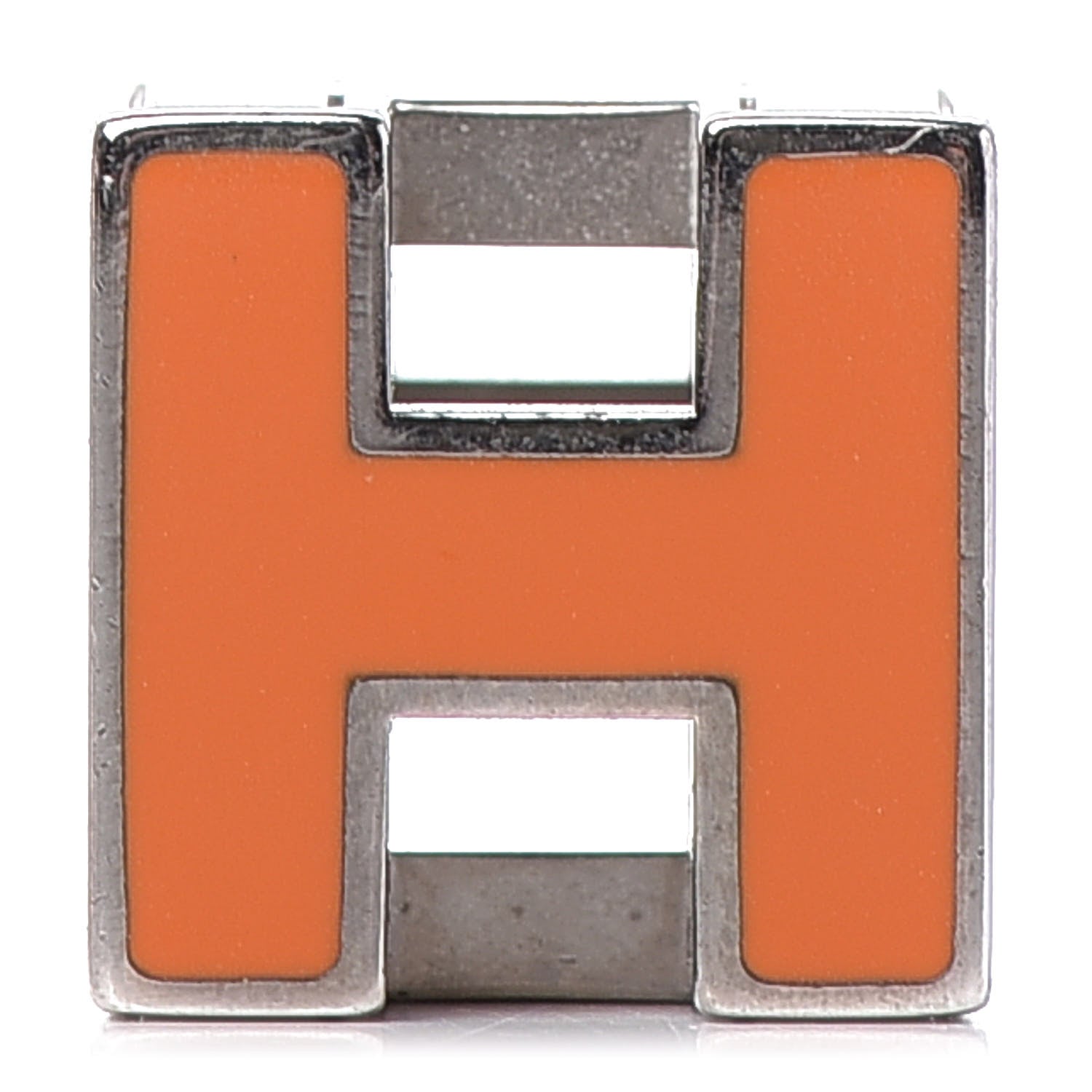 Hermes Palladium Lacquered Cage d'H Pendant Necklace Orange Fonce 1 of 4