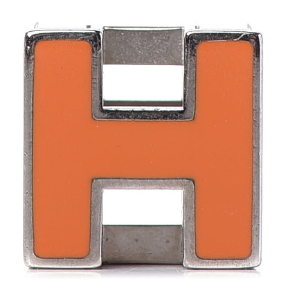 Hermes Palladium Lacquered Cage d'H Pendant Necklace Orange Fonce 1 of 4