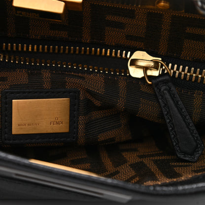 Fendi Goatskin Zucca Medium Peekaboo Iconic Satchel Black Tobacco 7 of 10