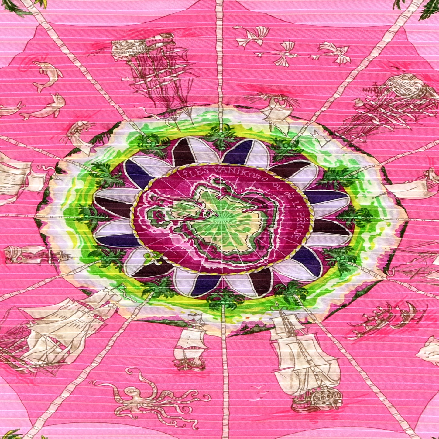 Silk Per Astra Ad Astra Plisse Scarf 90 Rose Pale Rose Fluo Vert Fluo