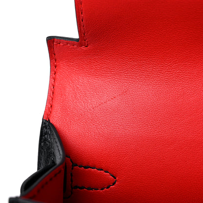 Hermes Chevre Mysore Horseshoe Mini Kelly Sellier 20 Black Rouge De Coeur 10 of 12
