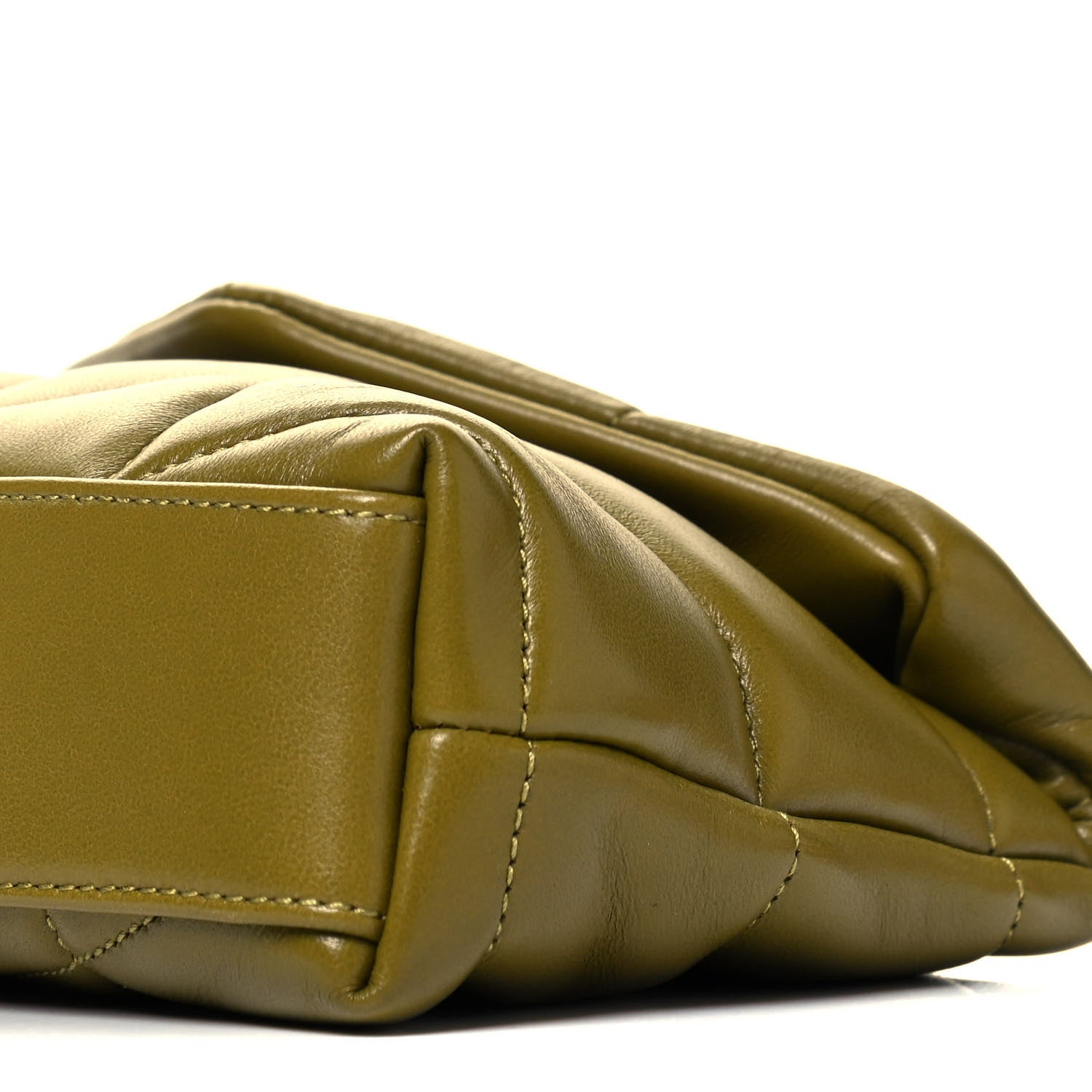 Saint Laurent Lambskin Monogram Loulou Puffer Pouch Clutch Olive 9 of 10