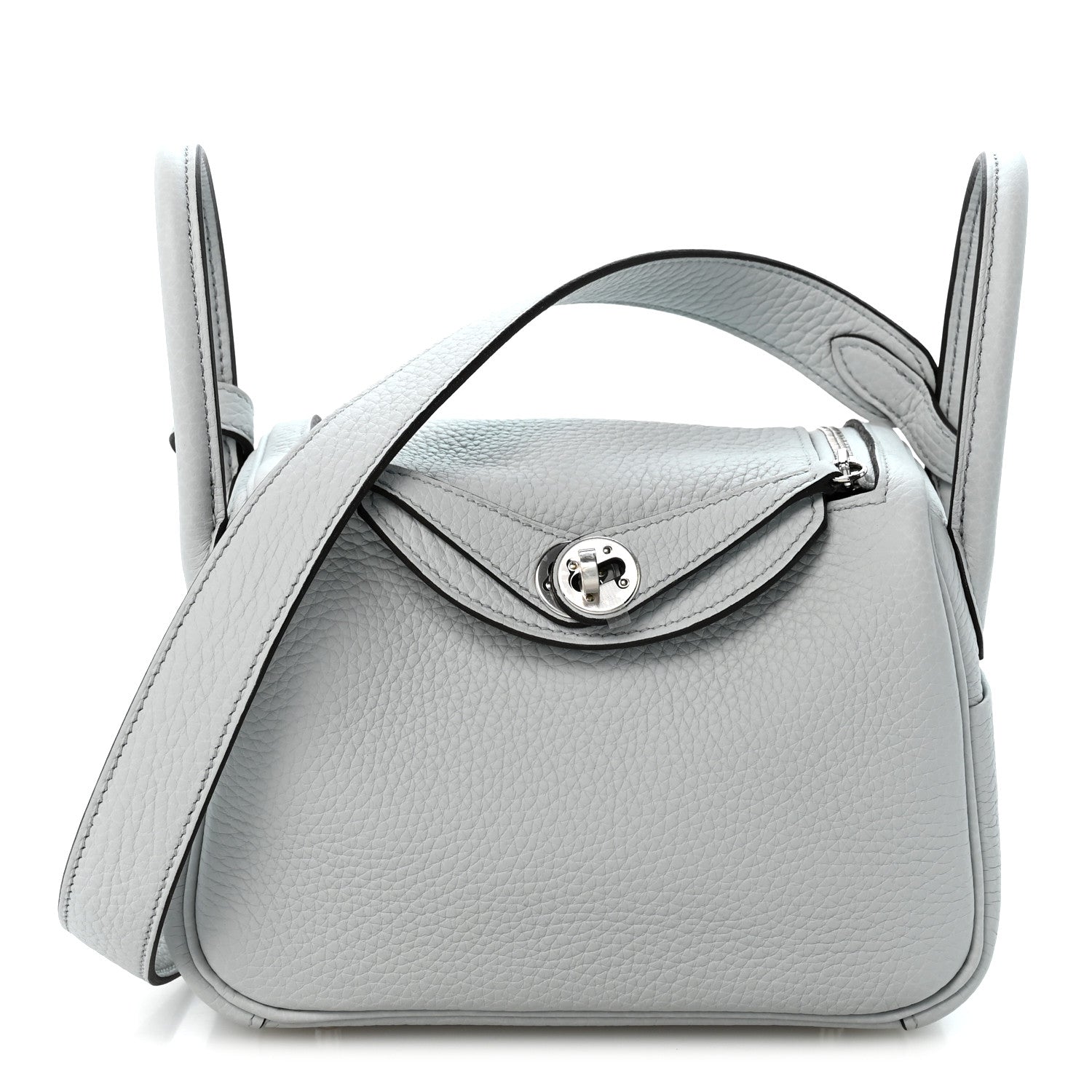 Hermes Taurillon Clemence Mini Lindy 20 Bleu Pale 1 of 9