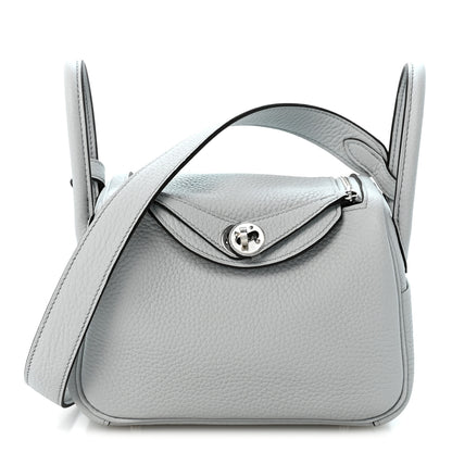 Hermes Taurillon Clemence Mini Lindy 20 Bleu Pale 1 of 9