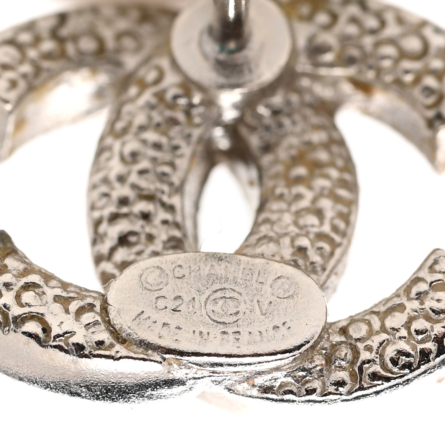Chanel Crystal CC Earrings Silver 4 of 5